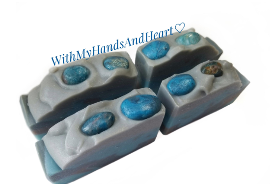 Set of 3 Gemstone Soaps with Real Stones